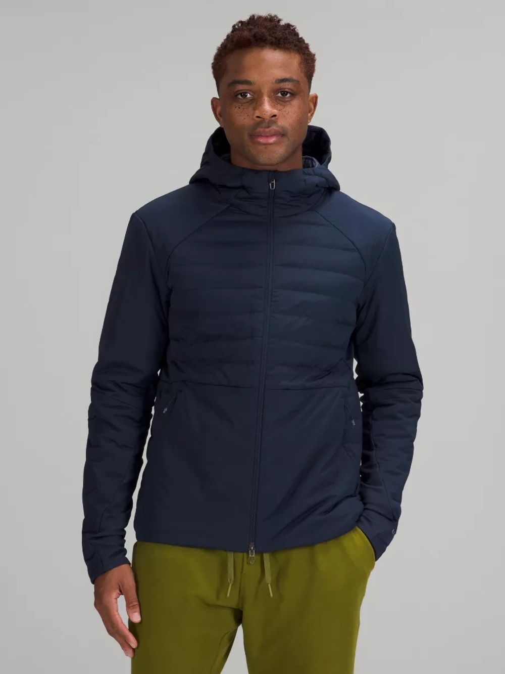 Lululemon Mens Large Down for it All Navy Hooded Puffer Jacket
